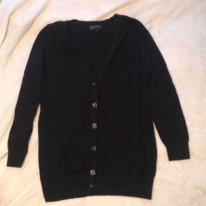 Black button down two pocket cardigan